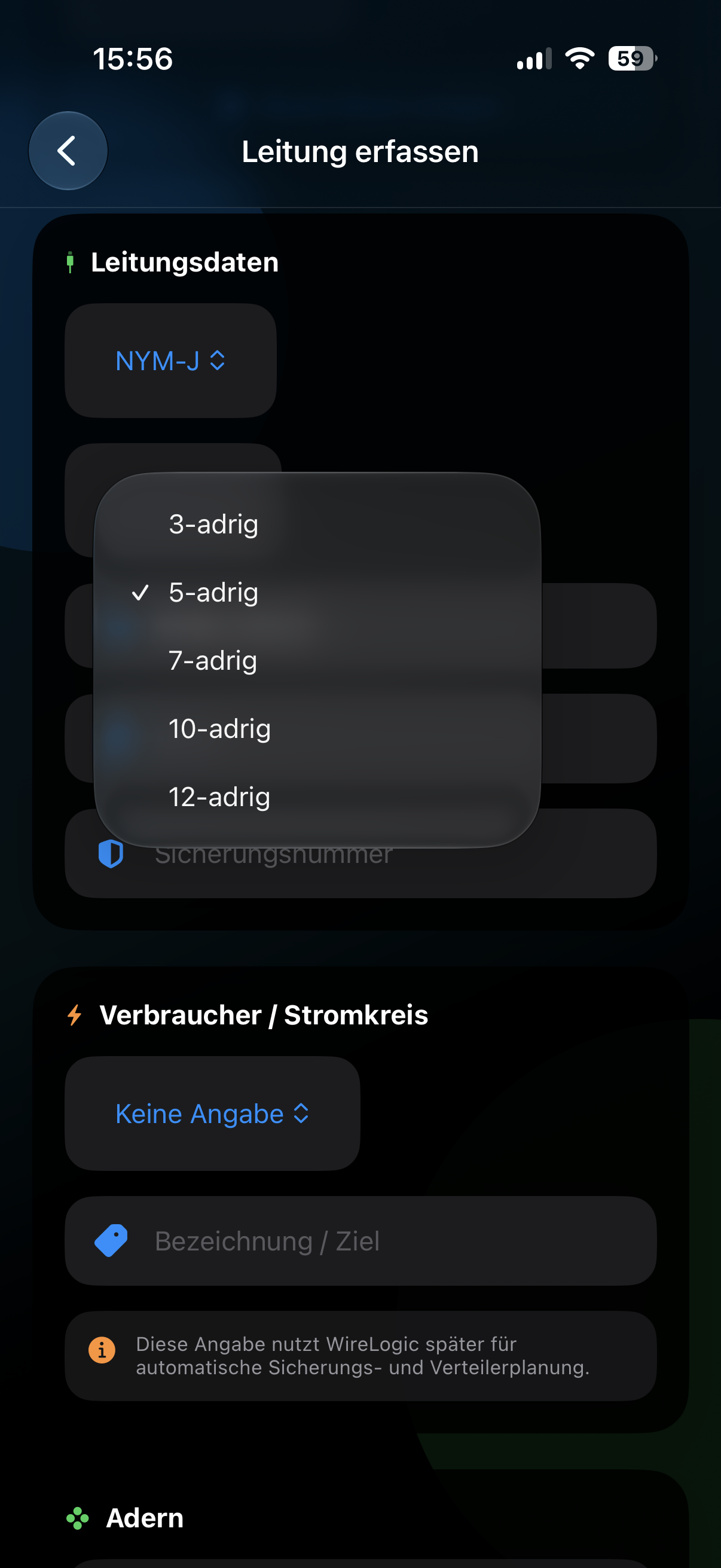 Leitung auswählen