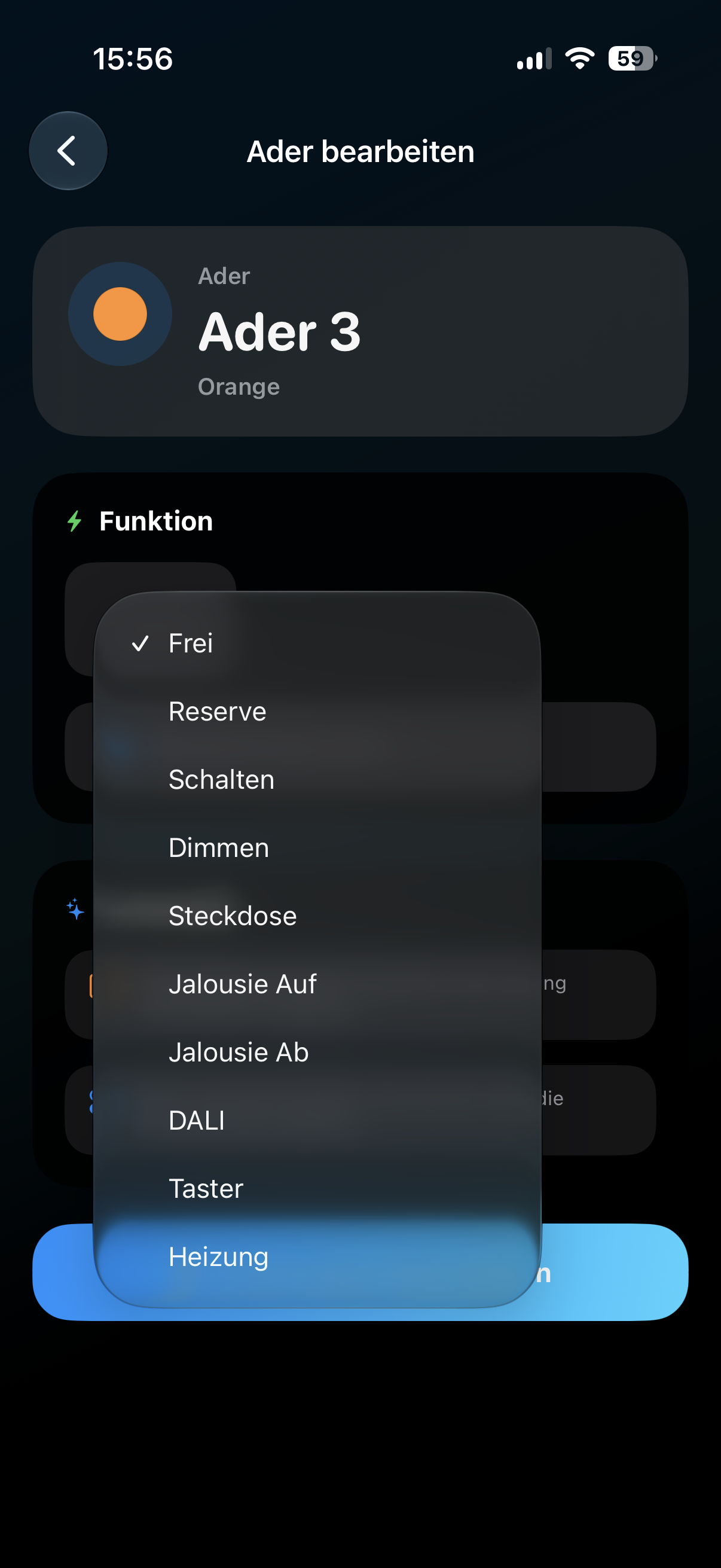 Aderfunktion wählen