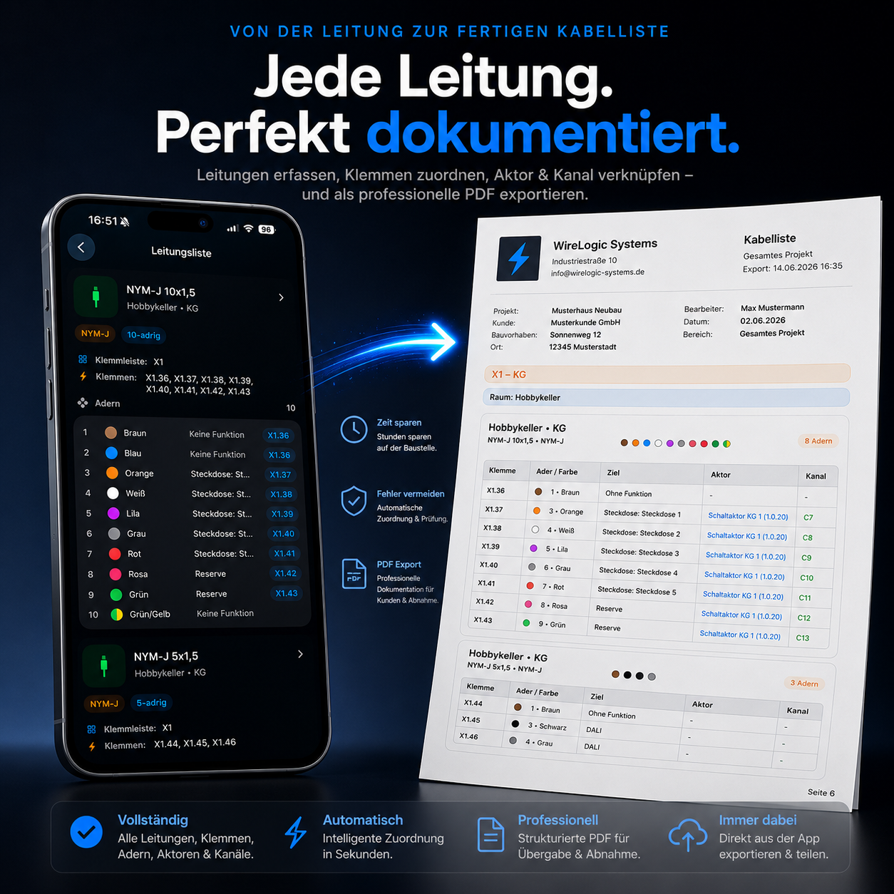 Professionelle PDF-Projektdokumentation aus WireLogic