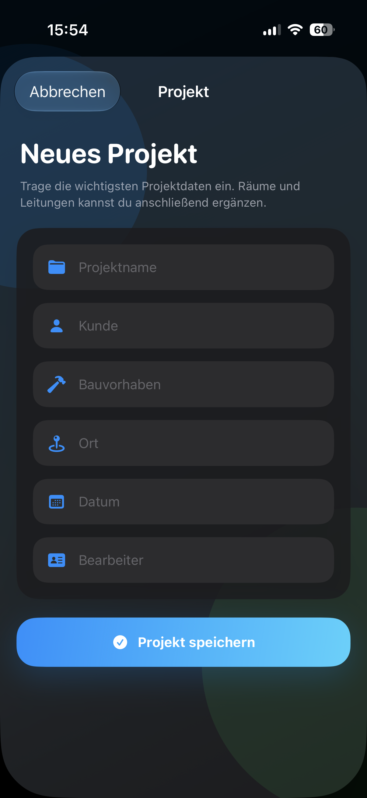 Neues Projekt anlegen
